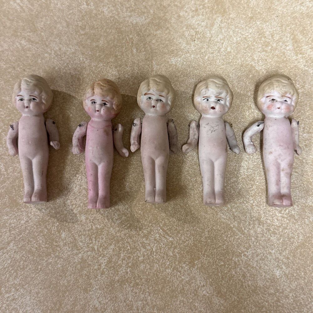 Vintage Occupied Japan Bisque Porcelain Doll Dolls Mini Figurines Jointed Lot 5 - Picture 2 of 14
